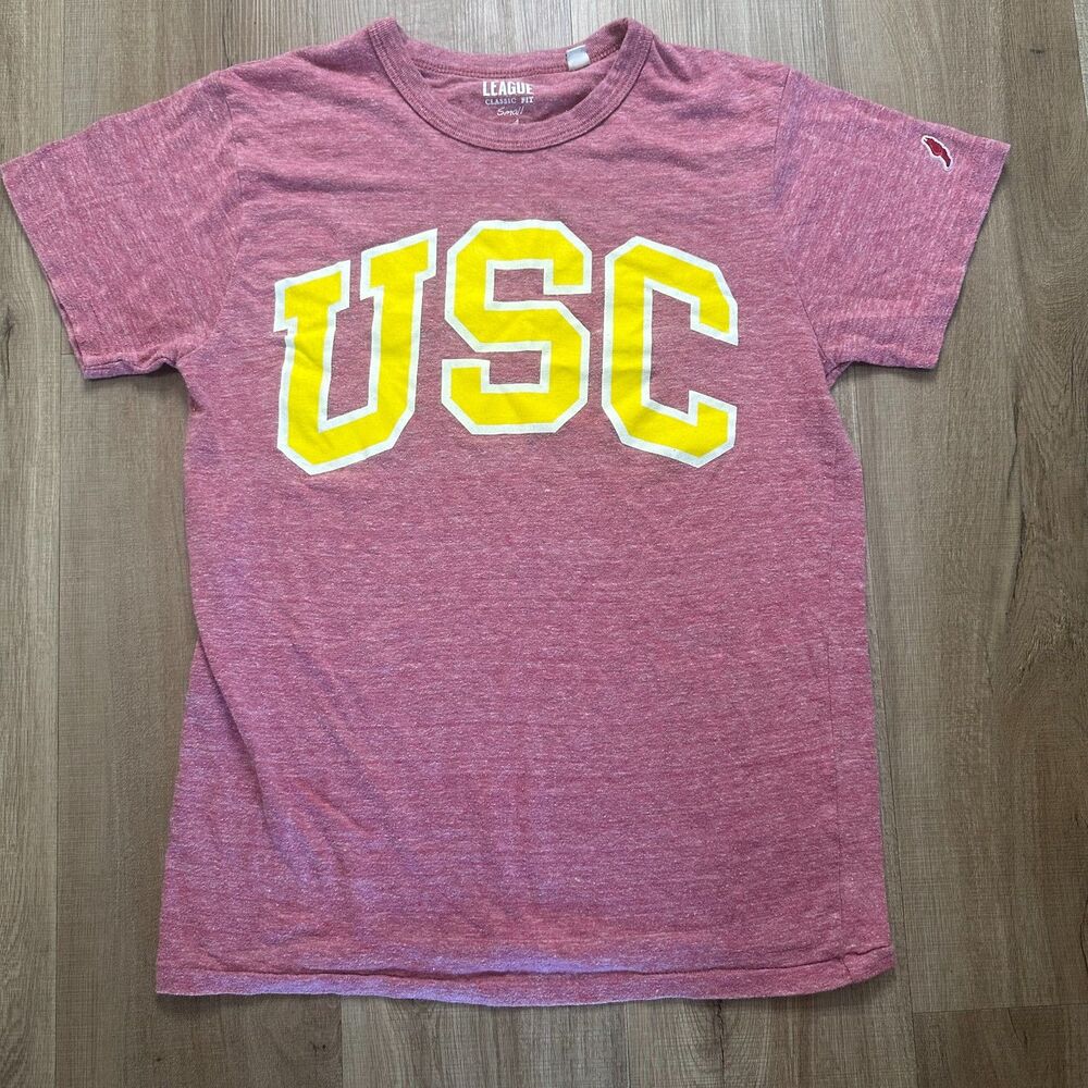 USC Trojans League Women's Small Heathered Red Heavy Duty Shirt